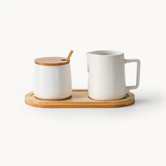 Milk and Sugar Set with Lid, Spoon & Milk Jug